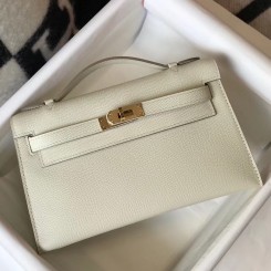 Best Quality Hermes Kelly Pochette Bag In White Epsom Leather JM1796nV25
