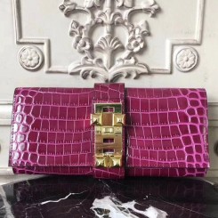 Best Quality Hermes Medor Clutch Bag In Fuchsia Crocodile Leather JM604nV25
