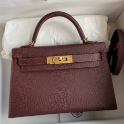 Cheap Hermes Kelly Mini II Sellier Handmade Bag In Bordeaux Epsom Calfskin JM1216vK93
