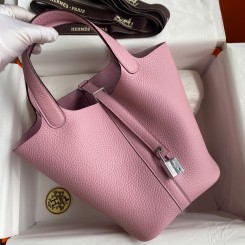 Cheap Hermes Picotin Lock 18 Handmade Bag in Mauve Sylvestre Clemence Leather JM1633zS17