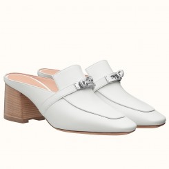 Copy Hermes Blossom Mules 60mm In White Goatskin JM1798Lo91