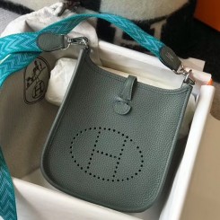 Copy Hermes Evelyne III TPM Bag In Vert Amande Clemence Leather JM646lS75