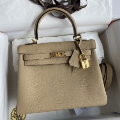 Copy Hermes Kelly Retourne 25 Handmade Bag In Trench Clemence Leather JM933tk27