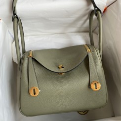Copy Hermes Lindy 26 Handmade Bag In Sauge Clemence Leather JM904Lo91