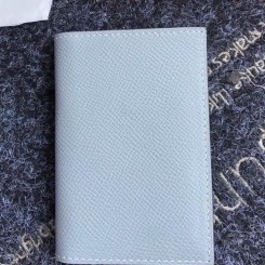 Designer Hermes MC Euclide Card Holder In Blue Lin Epsom Leather JM847SU34