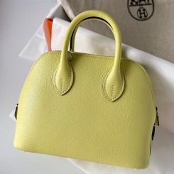 Fake AAA Hermes Bolide 1923 Mini Handmade Bag In Jaune Bourgeon Chevre Mysore Leather JM444XW34