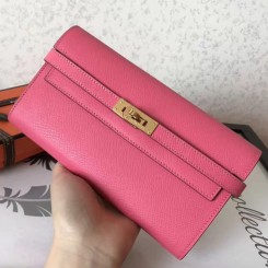 Fake Best Hermes Kelly Classic Long Wallet In Pink Epsom Leather JM07HE81