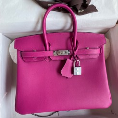Fake Hermes Birkin 25 Retourne Handmade Bag In Rose Purple Swift Calfskin JM2042Lm57