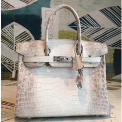 Fake Hermes Birkin 30 Bag In Himalaya Niloticus Crocodile Skin JM1364El59