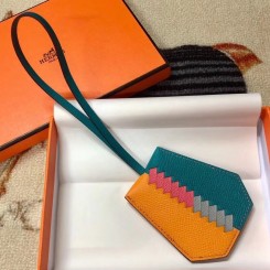 Fake Hermes Clochette Cles Grand Tressage Charm In Yellow/Turquoise JM1643SY47