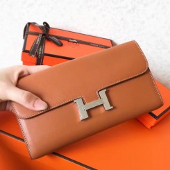 Fake Hermes Constance Long Wallet In Gold Swift Leather JM1258tr16