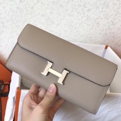 Fake Hermes Constance Long Wallet In Grey Epsom Leather JM1611jL94