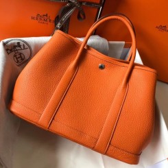 Fashion Hermes Garden Party 30 Bag In Orange Taurillon Leather JM1515lx86