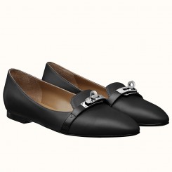 Fashion Hermes Pegase Ballerina Flats In Black Leather JM1486LS40