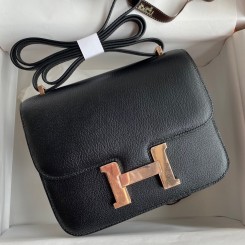 First-class Quality Hermes Constance 18 Handmade Bag In Black Chevre Mysore Leather JM1764Kv15