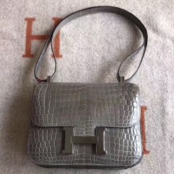 First-class Quality Hermes Constance 24 Handmade Bag In Grey Niloticus Crocodile JM1736AC65