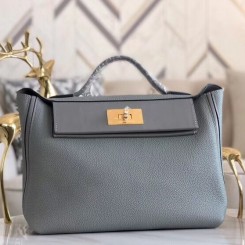 Hermes 24/24 29 Bag In Blue Glacier Clemence Calfskin JM1050Rd78
