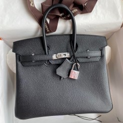 Hermes Birkin 25 Handmade Bag In Black Epsom Calfskin JM1452yK94