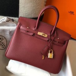 Hermes Birkin 25cm Bag In Bordeaux Clemence Leather GHW JM1210QF99