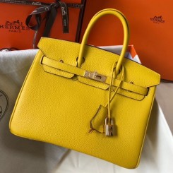 Hermes Birkin 25cm Bag In Yellow Clemence Leather GHW JM1955Pg26