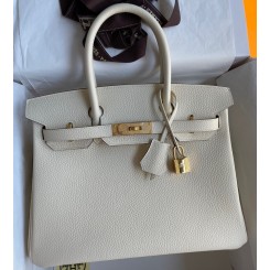 Hermes Birkin 30 Retourne Handmade Bag In Nata Clemence Leather JM939Qv86