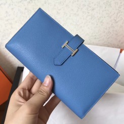 Hermes Blue Jean Epsom Bearn Gusset Wallet JM766Bo39