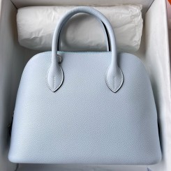 Hermes Bolide 1923 25 Handmade Bag In Blue Brume Epsom Calfskin JM1949Fo38
