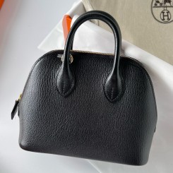 Hermes Bolide 1923 Mini Handmade Bag In Black Chevre Mysore Leather JM452Av26