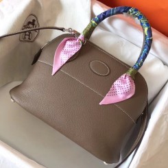 Hermes Bolide 27 Handmade Bag In Taupe Clemence Leather JM1362Bo39