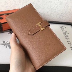 Hermes Brown Epsom Bearn Gusset Wallet JM1230Hd99