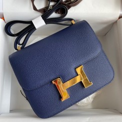 Hermes Constance 18 Handmade Bag In Blue Saphir Epsom Calfskin JM315Qh97
