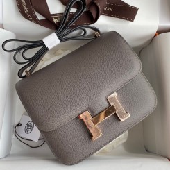 Hermes Constance 18 Handmade Bag In Etain Epsom Calfskin JM2043vU99