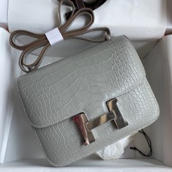 Hermes Constance 18 Handmade Bag In Grey Matte Alligator Leather JM622Pf97