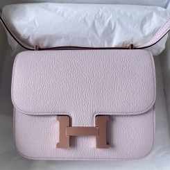 Hermes Constance 18 Handmade Bag In Mauve Pale Chevre Mysore Leather JM1274Hj78