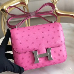 Hermes Constance 18 Handmade Bag In Pink Ostrich Leather JM1237Qv86