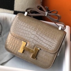 Hermes Constance 18 Handmade Bag In Taupe Embossed Crocodile JM752Rd78
