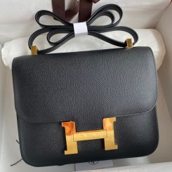 Hermes Constance 24 Handmade Bag In Black Epsom Calfskin JM2064qD73