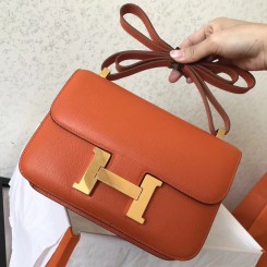 Hermes Constance 24 Handmade Bag In Orange Epsom Leather JM1401jk62