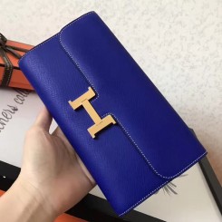 Hermes Constance Long Wallet In Blue Electric Epsom Leather JM1475eL18