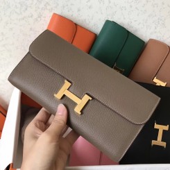 Hermes Constance Long Wallet In Taupe Epsom Leather JM716cC72