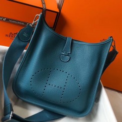 Hermes Evelyne III 29 PM Bag In Blue Jean Clemence Leather JM1219Nl93