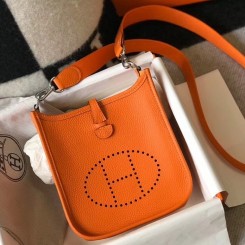 Hermes Evelyne III TPM Bag In Orange Clemence Leather JM1895NL80