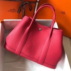 Hermes Garden Party 30 Bag In Rose Red Taurillon Leather JM415Yf74