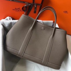 Hermes Garden Party 30 Bag In Taupe Taurillon Leather JM240RX32