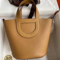 Hermes In The Loop 18 Handmade Bag in Biscuit Clemence Leather JM912QF99