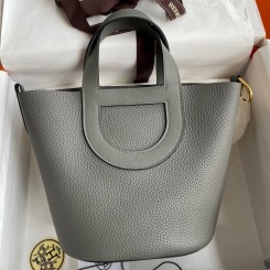Hermes In The Loop 18 Handmade Bag in Gris Meyer Clemence Leather JM1346Av26