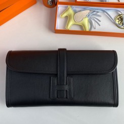 Hermes Jige Elan 29 Clutch Bag In Black Swift Calfskin JM129hs91