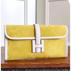 Hermes Jige Elan 29 Clutch In Yellow Suede Calfskin JM330Sy67