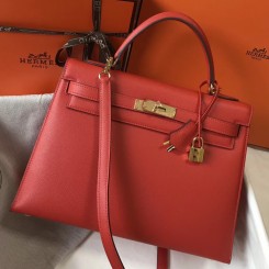 Hermes Kelly 32cm Bag In Red Epsom Leather GHW JM319qx37