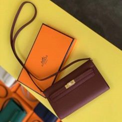 Hermes Kelly Classique To Go Wallet In Bordeaux Epsom Calfskin JM1011Yf74